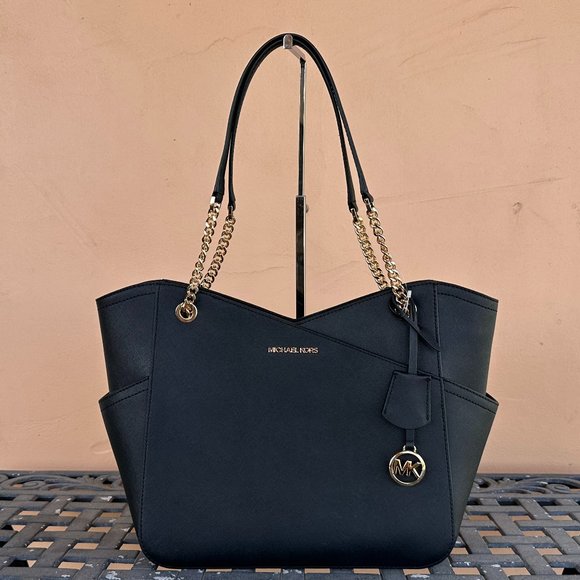 Michael Kors Jet Set Travel Large Chain Tote Bag + Wallet Black - Picture 4 of 14